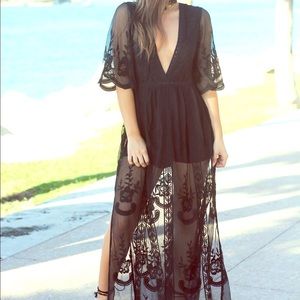 Black Romper with Lace Overlay